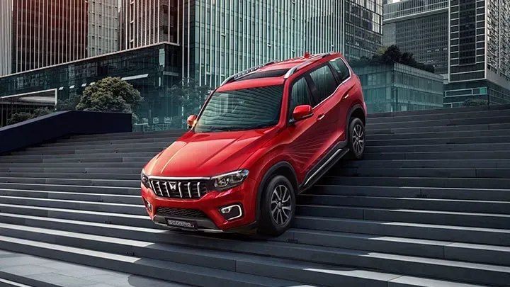 2026 Scorpio N in red colour.
